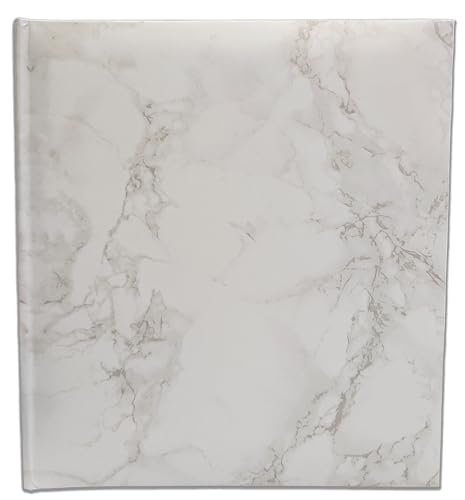 White Marble Photo Album – Holds 140 5" x 7" Photos – Slip-In Pockets – Ideal for Weddings Holidays & Family Memories