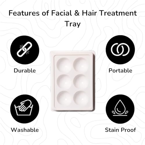 Image of 6 Cup Facial Tray for Facial Mask, Professional Washable Stain Proof Heavy Plastic Plate, Facial Makeup Cosmetic Tool, White (Pack of 1)