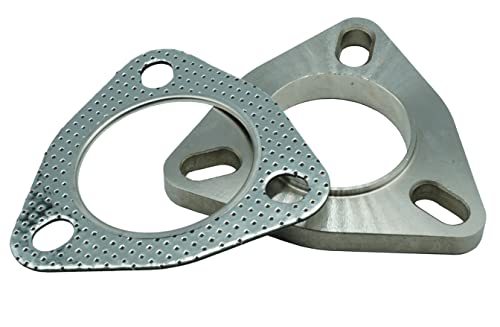 SHINTONES 2 inch 3-Bolt Exhaust Flange Connection Kit, Flange and Gasket for Exhaust Turbo Downpipe Catback Headers Stainless Steel 51mm