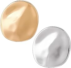 PH PandaHall 2 Pcs Vintage Geometric Metal Irregular Round Brooch Decorative Badge Minimalist Brooch Pin for Women Dress Coat Sweater Bag Stole Platinum/Gold