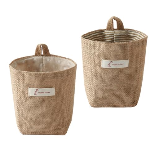 Imagen de ZORVYN 2 Pcs Cesta Colgante de Algodón y Lino