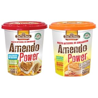 Kit 2 Potes de Pasta de Amendoim Amendopower + Integral Crunchy 500g Dacolonia