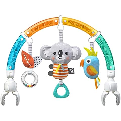 BENBAT Baby Stroller Arch Toy Rainbow Dazzle Friends Play Bar. Fun Newborns Sensory Activity, Adjustable for Bouncers and Car Seat, Koala Cover