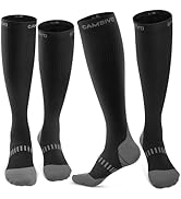 CAMBIVO 2 Pairs Compression Socks for Women and Men(20-30 mmHg), Fit for Running, Hiking, Flight,...