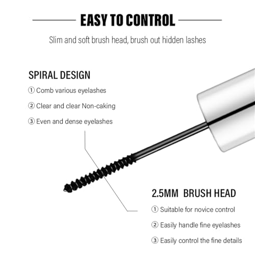 Fine Brush Black Mascara, For tiny and lower eyelashes, Small soft brush, No clumping, Waterproof, All Day Exquisitely Full(1 Pcs) - Image 3