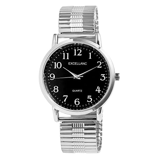 Excellanc Herren-Uhr Edelstahl Zugband Analog Quarz 2700028 (silberfarbig schwarz)