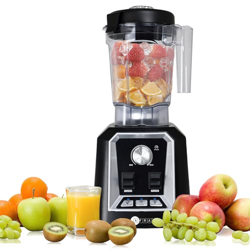 AFRA Professional Blender, 1600W High-speed Copper motor (9540), Food grade 6 PCS SUS blades, 2L Unbreakable Jar, Dry Grinder + Wet Grinder, Overloaded Protection, AF-162PBBK, 2 Year Warranty