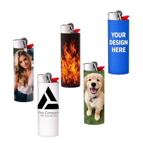 Custom Lighter Wrap Skins Ideal for Company Gifts Birthday Favors Upload Your Own Photos Logos Artwork Full Sticker Cover Fits Standard Big Classic Lighters 2-Pack (Lighters Not Included)