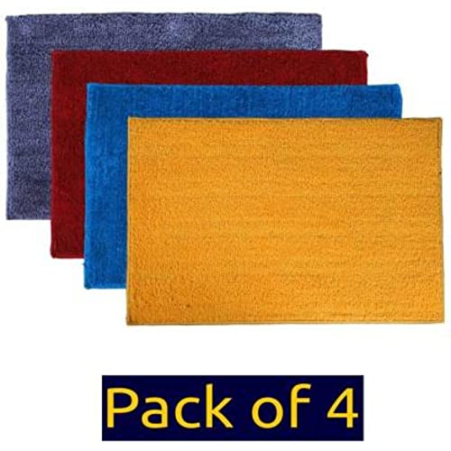 Image of Anti Skid Doormats for Home and Office Entrance Living Room and Bathroom Mats | Entrance Door Mats for Home and Office Entryway. (Pack of 4 (Yellow-Blue-Red-Grey), 18x28)