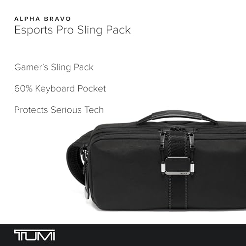 TUMI - Alpha Bravo Esports Pro Sling Pack - Fits 60% Keyboard - Casual Sling Bag - Tech Bag - 6.8" X 14.8" X 3.5" - Black2