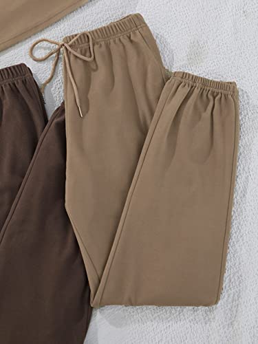 Gorglitter Women's 2 Piece Tank Top And Sweatpant Sets Drawsting Jogger Sweatsuit Brown And Khaki Medium #TOP3