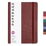 PAPERAGE Softcover Lined Journal Notebook (Burgundy), 160 Pages, Medium College Ruled Notebook, 5.6 inches x 7.9 inches - 100 GSM Thick Premium Paper, Soft Vegan Leather Journal for Home, Work & School