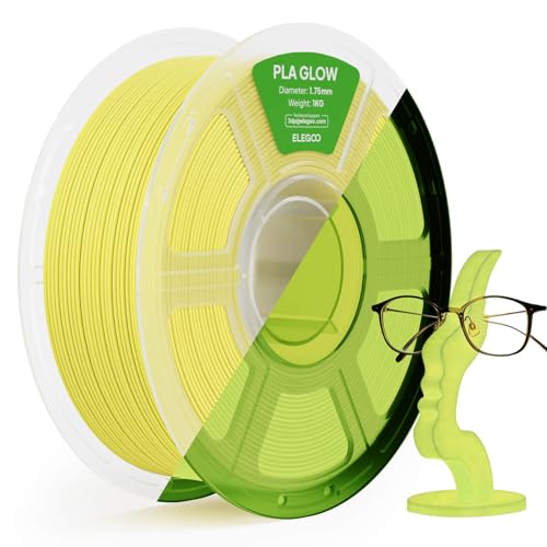 ELEGOO PLA Filament Glow in The Dark Glow Yellow 1KG, 1.75mm 3D Printing Filament Luminous Color 1kg(2.2lbs) Spool Fits for Most 3D Printers