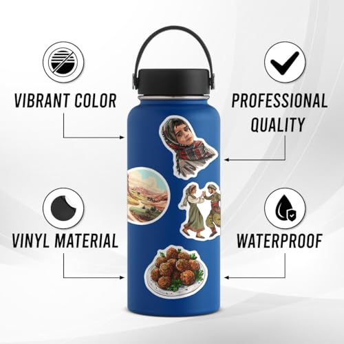 Pack 50 Pcs Palestine Stickers for Water Bottles Funny Laptop Cups Luggage Scrapbooking Phone Case Teens Kids Girls Boys Adults Waterproof Aesthetic Sticker Small Vinyl Decals - Image 4