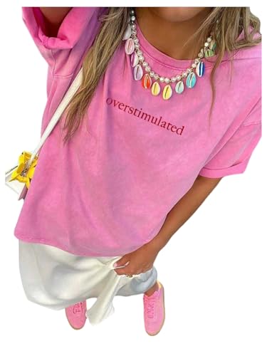 SOLY HUX Women's Letter Print Graphic Tees Crew Neck Short