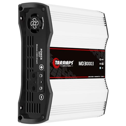 Taramps MD 3000.1 1-Ohm Car Amplifier, 3000W RMS Full Range Digital Monoblock Class D MOSFET Amp, Crossover, Low/High Pass Filter, Bass Boost, Level Control, LED Indicator, High Performance Car Audio