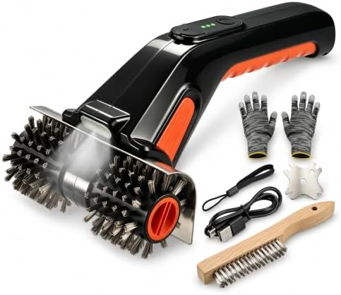 Electric Grill Brush, 80W Dual-Head Cordless BBQ Grill Cleaner Cleaning Kit