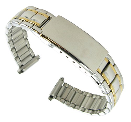 12-15mm Milano Two Tone Shiny Stainless Steel Buckle Watch Band Ladies 3865 Set of Two
