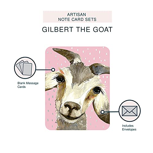 Image of Artisan Blank Note Cards by Studio Oh! - Rachel Brown Gilbert The Goat - Pack of 8 - 4.25 inch x 5.5 inch Printed Textured Art Paper Embellished with Foil Stamping Cards and Envelopes