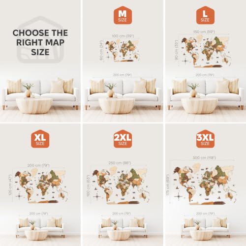 Image of Enjoy The Wood 3D Wooden World Map Wall Art (Nature, 2XL, Unframed) | Large Travel Map with Pins for Art Decor, Decorative Map of the World for Home, Office Travel Wall Art Housewarming Gift Idea