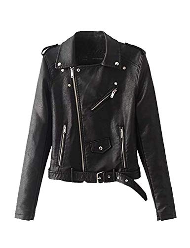 Blouson Imitation Cuir Perfecto Femme Style Brando Biker Motard Noir S