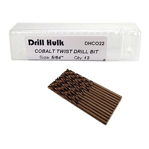 Pack of 12, 5/64-Inch Cobalt Steel M35 Drill Bit, Jobber Length, for Hard Metal, Stainless Steel