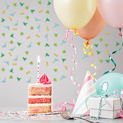 Image of 100pcs Dinosaur 1st Birthday Confetti, Dino One Table Confetti, Jungle Animal Paper Scatters for First Birthday /Baby Shower Party Table Decoration