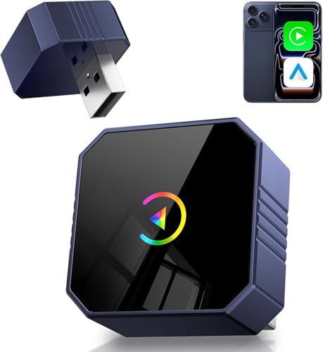 2026 Wireless CarPlay Adapter for iPhone Android Auto Mini Wired to Wireless Apple Car Play Adapter Plug & Play Compatible for iPhone iOS 10+ Android 11+ with After 2016 Cars