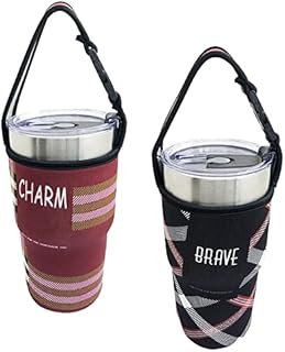 Sonku 2 Pack Tumbler Carrier Holder Pouch,for All 30oz Stainless Steel Travel Insulated Coffee Mugs, Neoprene Sleeve with Carrying Handle,Sweat Free,Portable,Protective,Washable(Black/Claret-red)