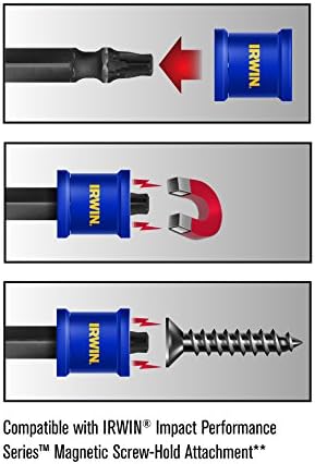 Irwin - - IRWIN Tools IMPACT Performance Series Double-Ended Screwdriver Power Bit, TORX, 2 3/8-inch Length, 5-Piece Set With Magnetic Screw Hold Attachment (1903522