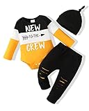 Newborn Baby Boy Clothes Long Sleeve Romper Outfits Set New to The Crew Outfits Baby Boy Clothes 0-3...