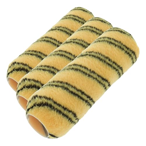Image of Coral 41463 Max Coat Paint Roller Cover Walls Ceilings Long Pile Woven Sleeve Fabric Emulsion Trade Tiger Stripe 9 inch 1.75" Dia (Pack of 3)