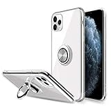 Elegant Choise Compatible iPhone 11 Pro Max Case, Hybrid Clear Ultra Thin Ring Holder Kickstand Shockproof Anti-Scratch Rugged Bumper Armor Drop Protective Cover Compatible Magnetic Car Mount(Clear)