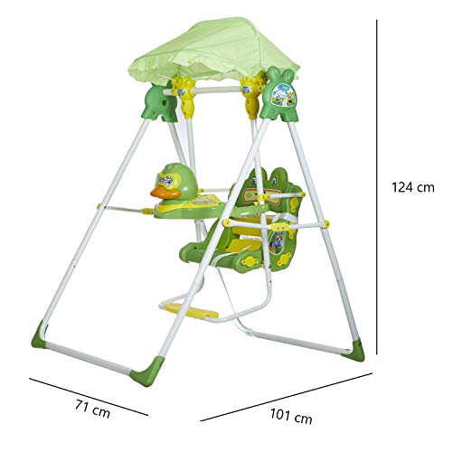 Image of Funride Daizy Musical Garden Swings with Umbrella Hood for Kids (Green)