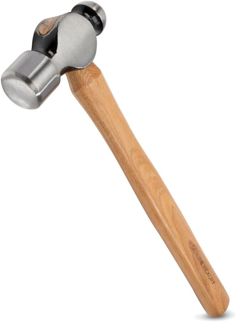 Steelman Ball-Peen Hammer for Metalwork and Dent Work, Steel Head, Genuine Wood (Hickory) Handle, 32-ounce