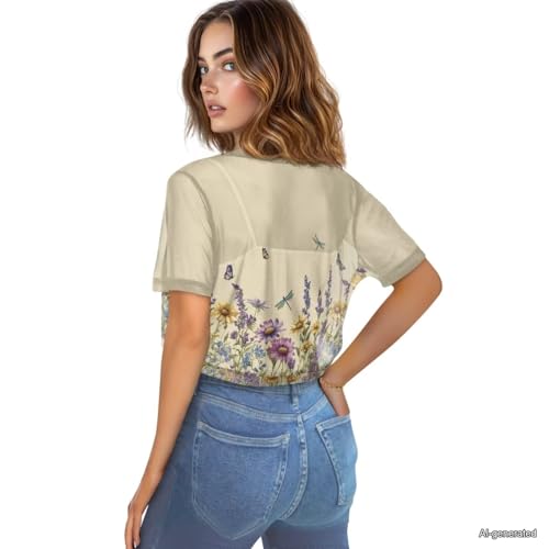 Image of Womens Short Sleeve Cardigans Lightweight Summer Cardigan Trendy Bolero Shrug Cute Floral Cardigan Sheer Bolero