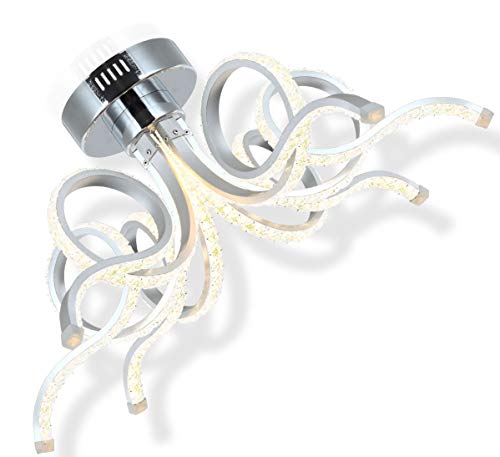 Preisvergleich Produktbild Dimmbar XL LED Deckenlampe Kristall Deckenleuchte Lüster Kronleuchter Wohnzimmer Luxus Spirale Form 6 Arme Modern 62cm Lewima VIBRANA