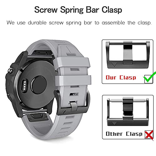 Image of NotoCity Compatible Fenix 7X Sport Silicone Replacement Watch Strap for Garmin Fenix 8 51mm / Fenix 6X / 6X Pro / 3 (Grey)