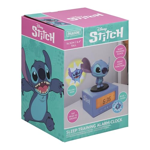 Stitch Sleep Training Alarm Clock - Officially Licensed Kids Projection Bedroom Night Light | Paladone