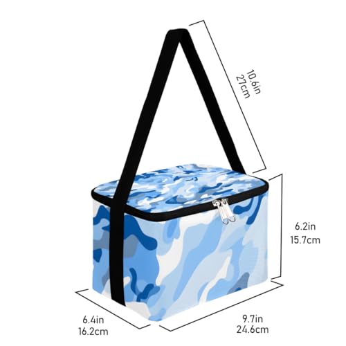 GzLeyigou Lunch Bags for Women Men 9 Cans,Camo Hot & Cold Food Delivery Bag Insulated Grocery Bag Insulated Lunch Box Fashion Blue Camouflage Cooler Bag for Office Work Picnic Beach