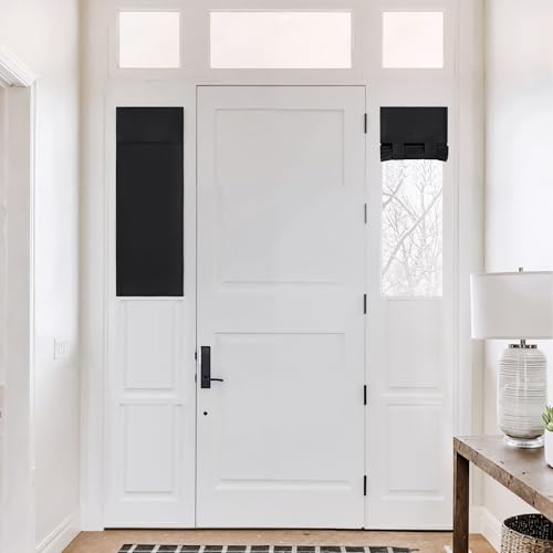 NICETOWN Lockdown Shade for Classroom Window Sidelight Curtains for French Front Glass Window Classroom Door Cover for Privacy RV Curtains for Car 12 x 40 inch Long 1 Panel Black