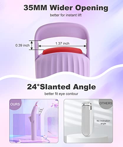 Hebeca Heated Eyelash Curlers, Electric Lash Curler With Larger Heating Silicone Pad For Long Lasting Perfect Eyelashes, No Pinching, Quick Rechargeable 600Mah Battery Lightweight Portable Size Violet #TOP5