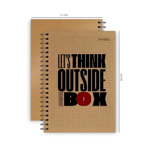 Image of PaperO A4 100 GSM Square Grid Notebook | 5mm Graph Pages | 100 Pages | Kraft Cover | 8.5 x 11 Inches | Ideal for Architects, Designers & Students (Red Grid)