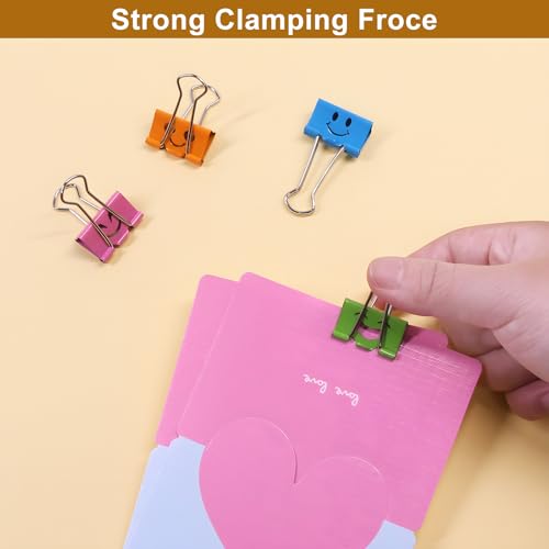 Coideal Cute Smiley Face Binder Clips, 48 Pack 1 Inch Medium Metal Paper Clamps, Assorted Colors Hollow Design for Office School Home Organization (25mm) by Coideal - Image 8
