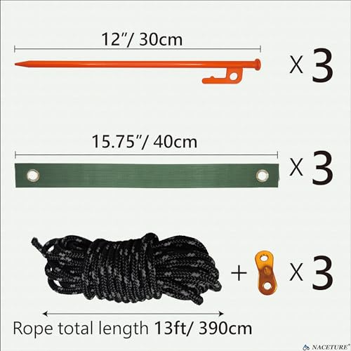 Tree Stake Kit – Heavy Duty Tree Stakes and Supports for Leaning Trees – Metal Stake for Straightening Kit with 3 Set Tree Stakes, for Staking and 13.12 Feet Tree Rope by NACETURE - Image 7