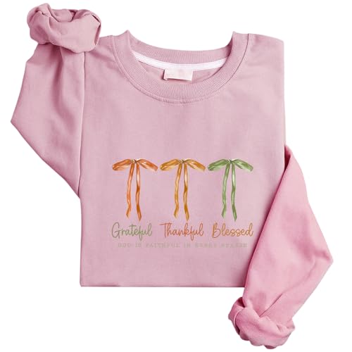 Grateful Thankful Blessed Coquette Bow Fall Season Sweatshirt