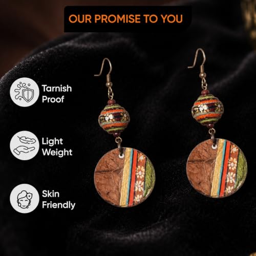 Image of Handcrafted Tribal & Dhokra Art Earrings for Women - Wooden, Nature-Inspired Statement Drop & Traditional Ethnic Designs