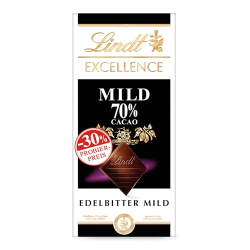 Lindt Schokolade EXCELLENCE Mild 70 % Kakao, Promotion | 5 x 100 g Tafel | Edelbitter-Schokolade mit extra milden aromatischen Edelkakaosorten | Schokoladentafel | Schokoladengeschenk
