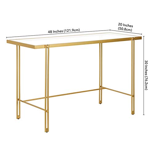 Henn&Hart 48" Wide Rectangular Desk In Brass, Laptop Desk, Computer Desk, Home Office #TOP4