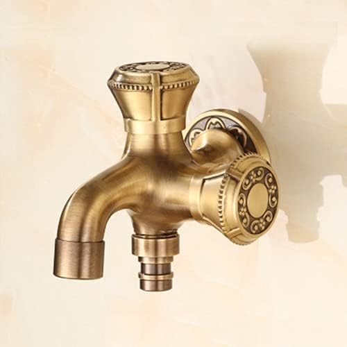 Carved Wall Mount Bibcock Brass Retro Tap Decorative Outdoor Garden Taps Washing Machine Mop Luxury Antique WC Faucet